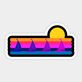 Retro Synthwave Style Sailboat Sunset Sticker